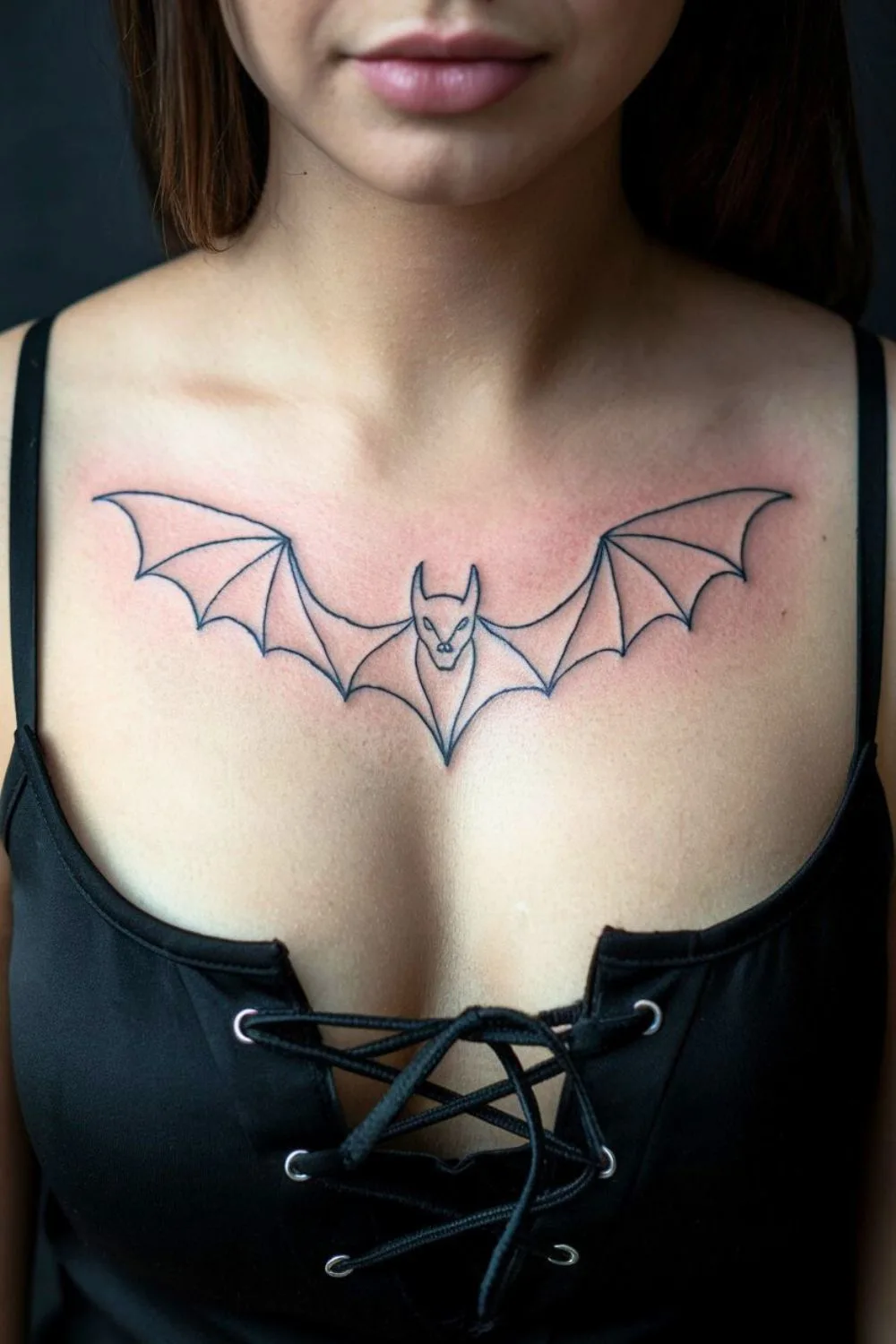 Goth Bat Chest Tattoo 5