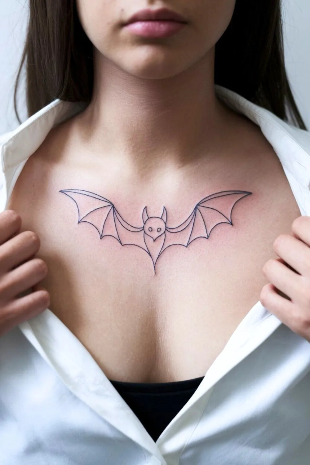 Goth Bat Chest Tattoo 8