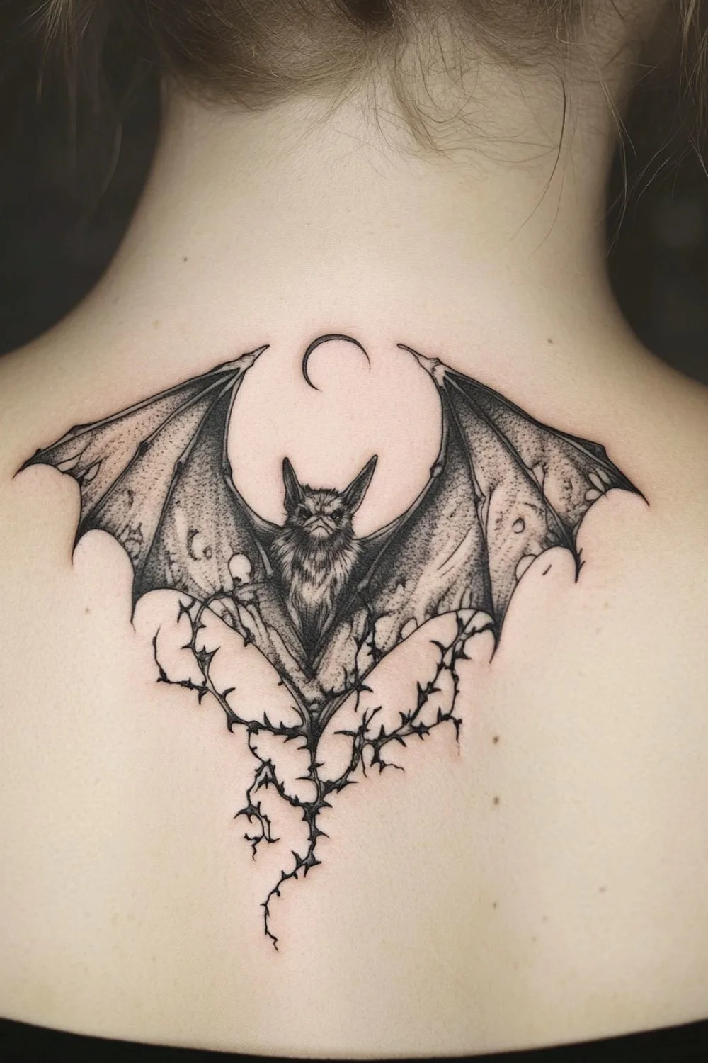 Goth Bat Neck Tattoo 1