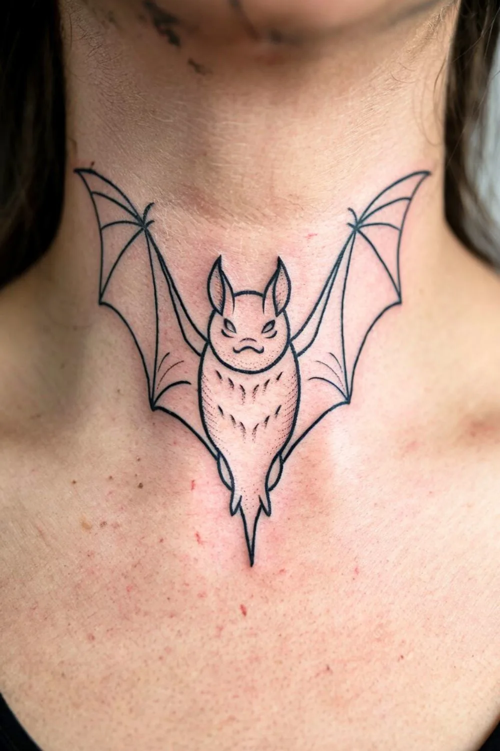 Goth Bat Neck Tattoo 5