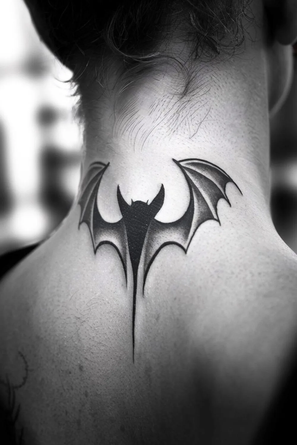 Goth Bat Neck Tattoo 6