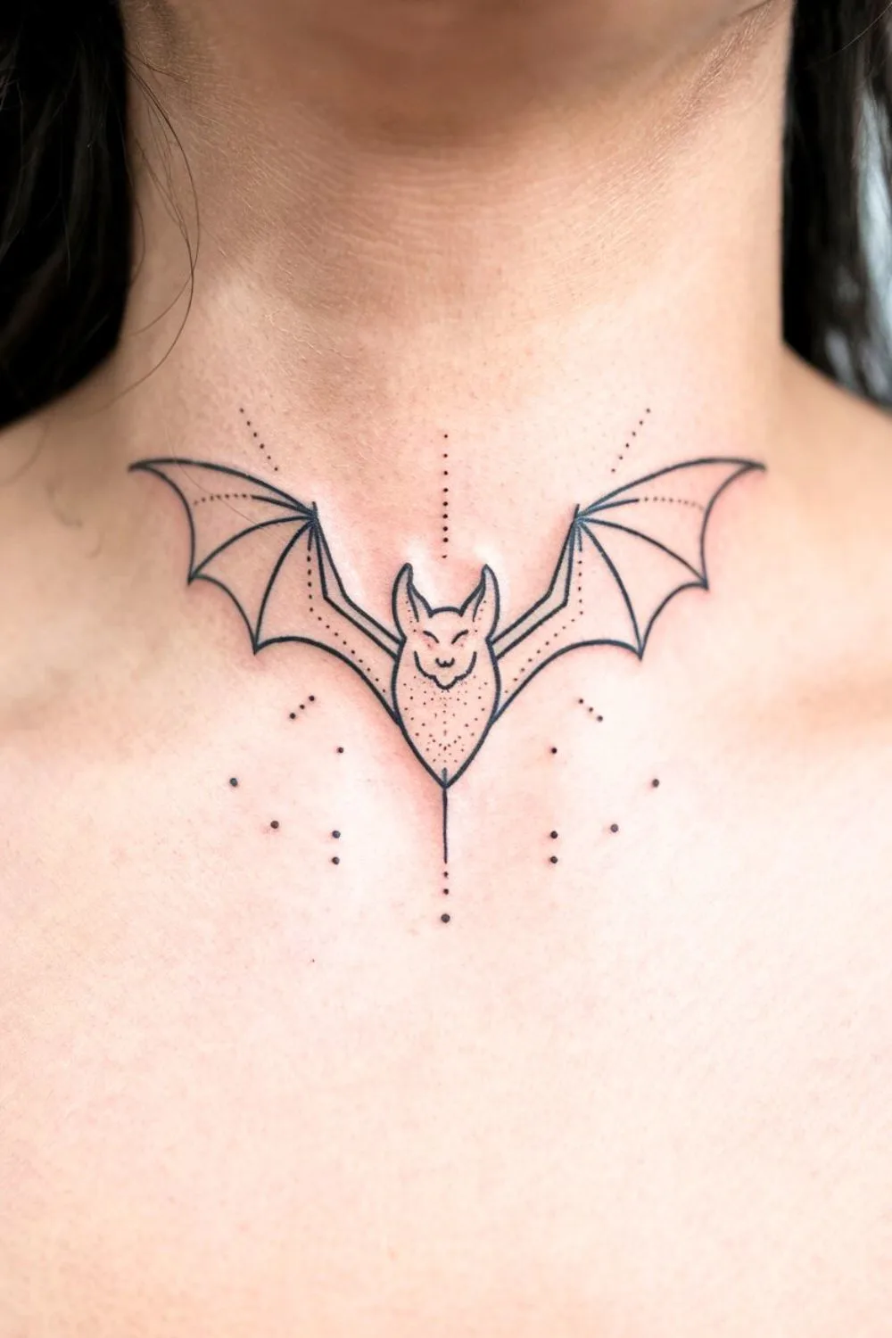 Goth Bat Neck Tattoo 7