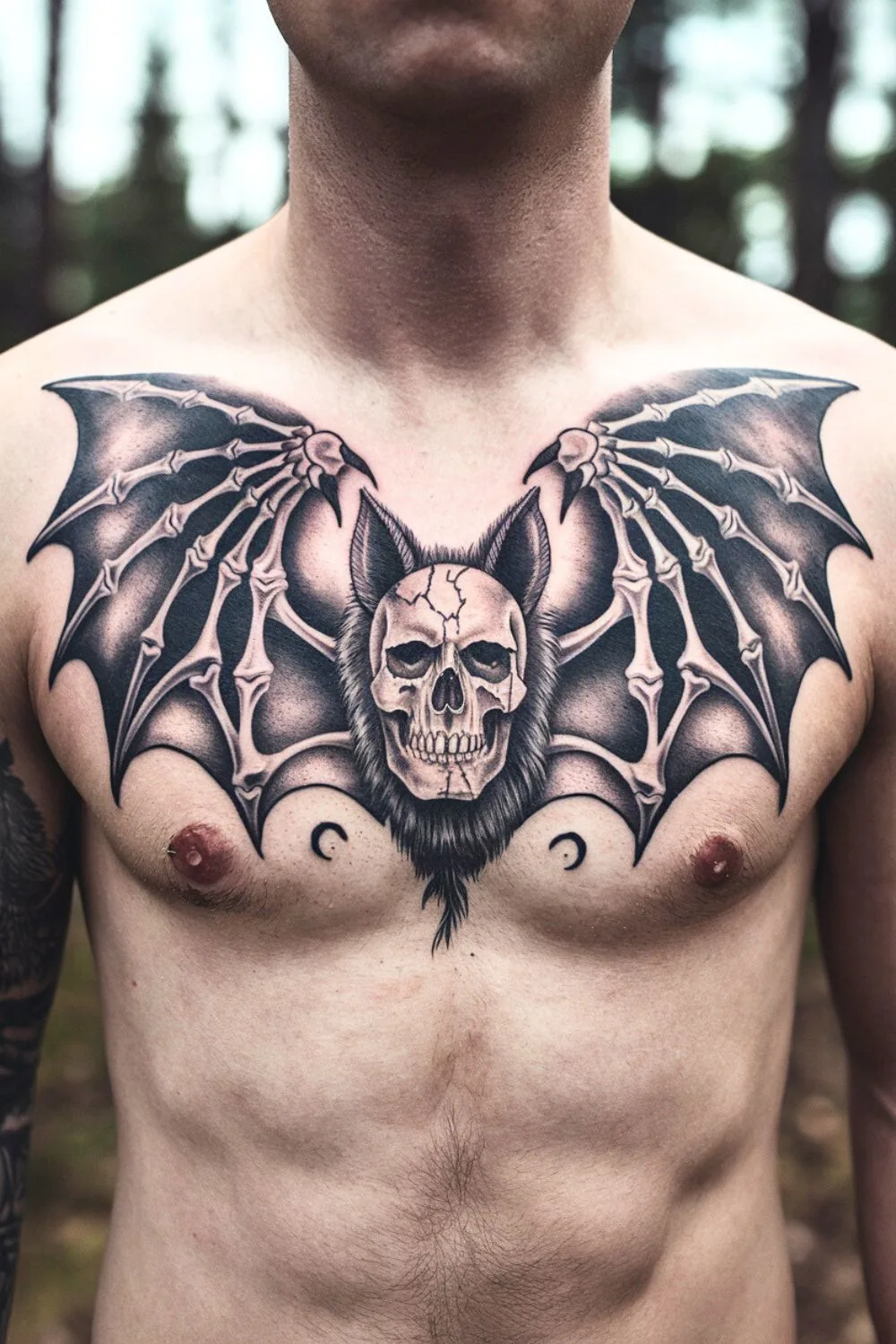 Goth Sternum Tattoo Bat 1