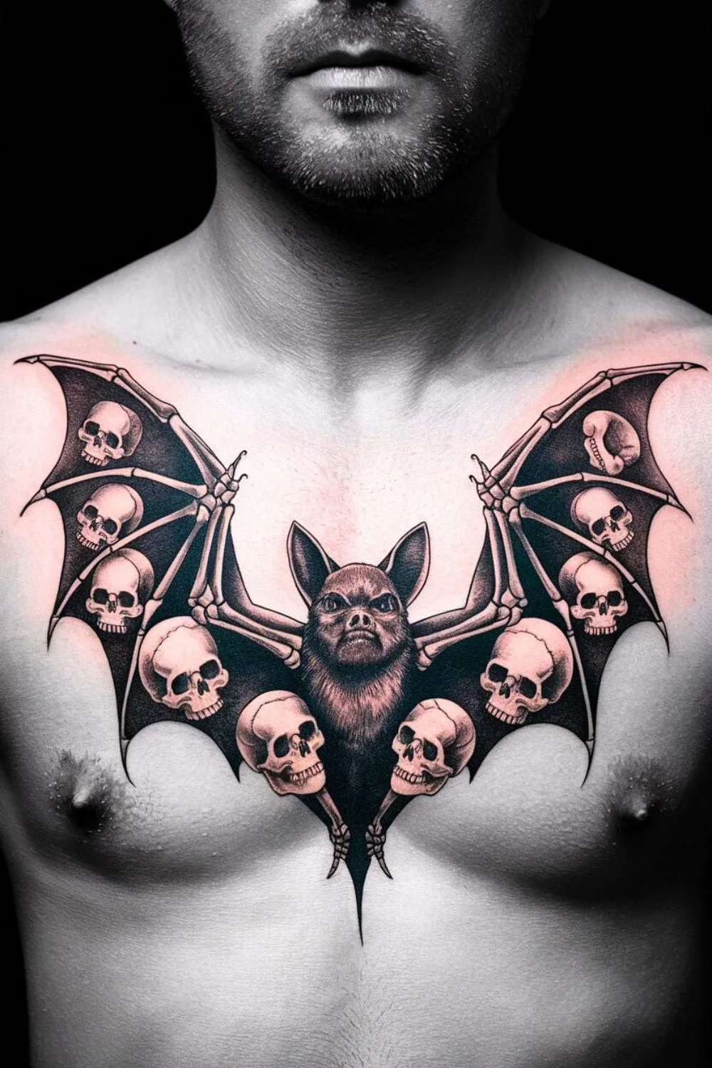 Goth Sternum Tattoo Bat 2