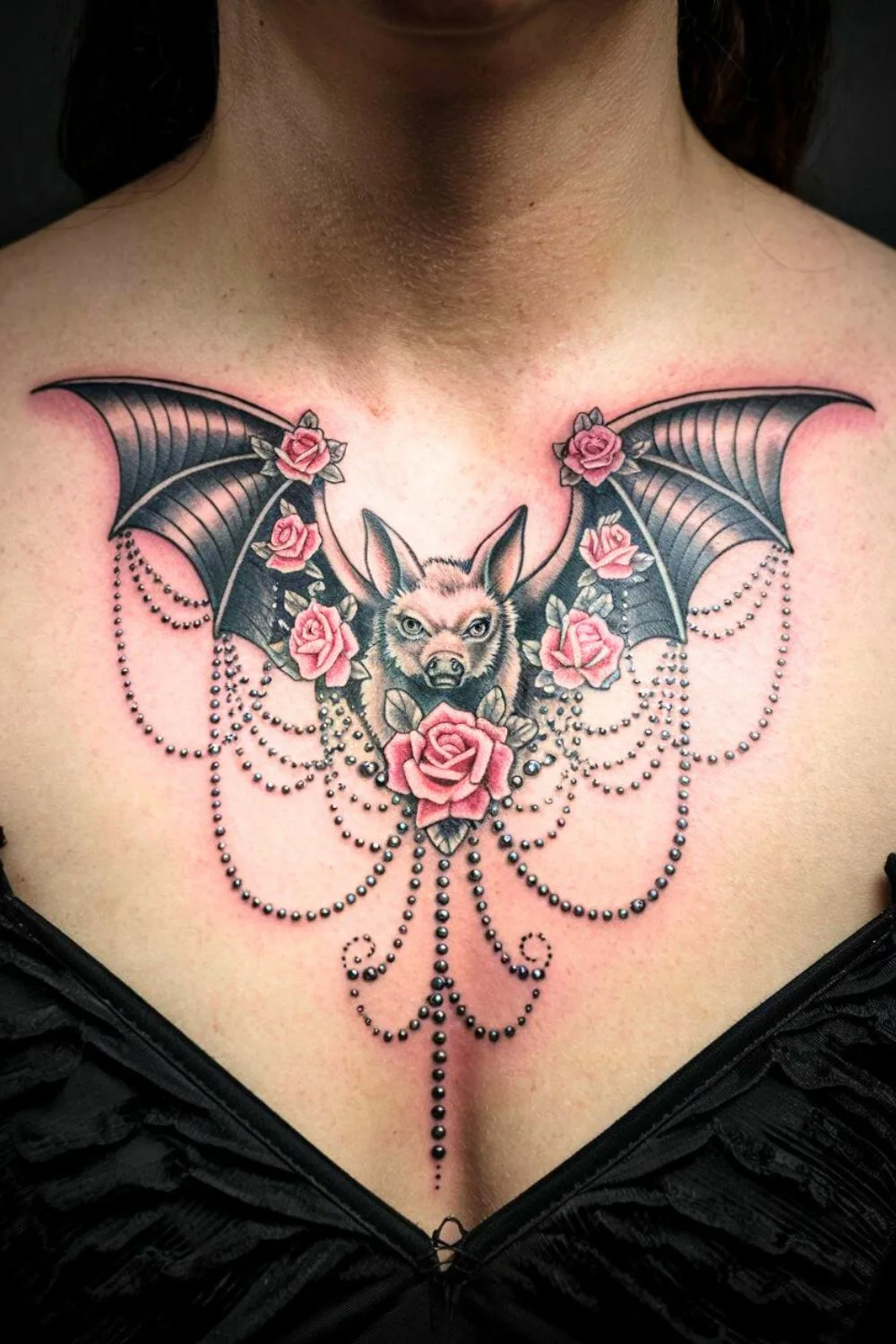 Goth Sternum Tattoo Bat 3