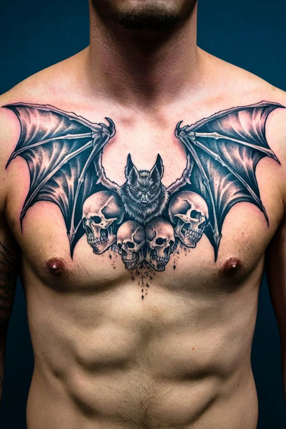 Goth Sternum Tattoo Bat 4