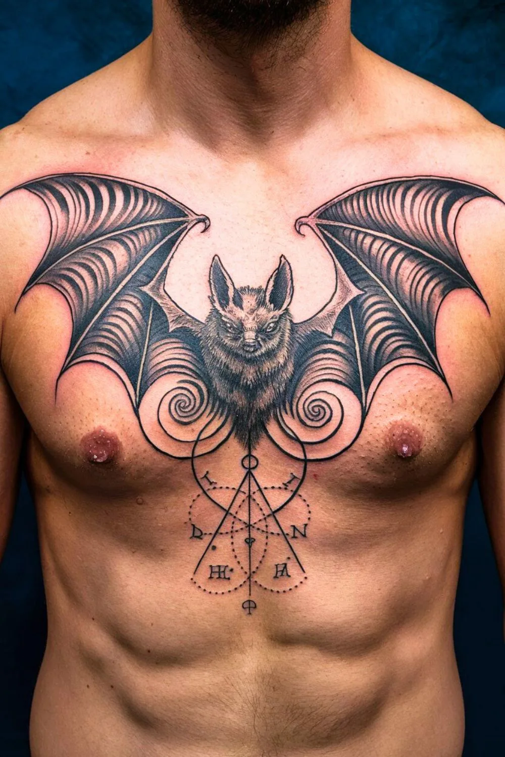 Goth Sternum Tattoo Bat 5