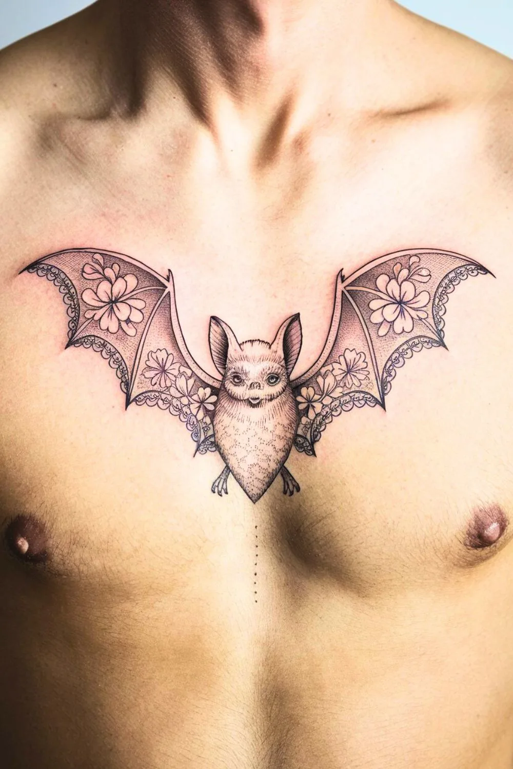 Goth Sternum Tattoo Bat 6