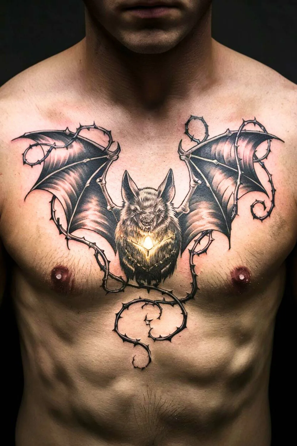 Goth Sternum Tattoo Bat 9