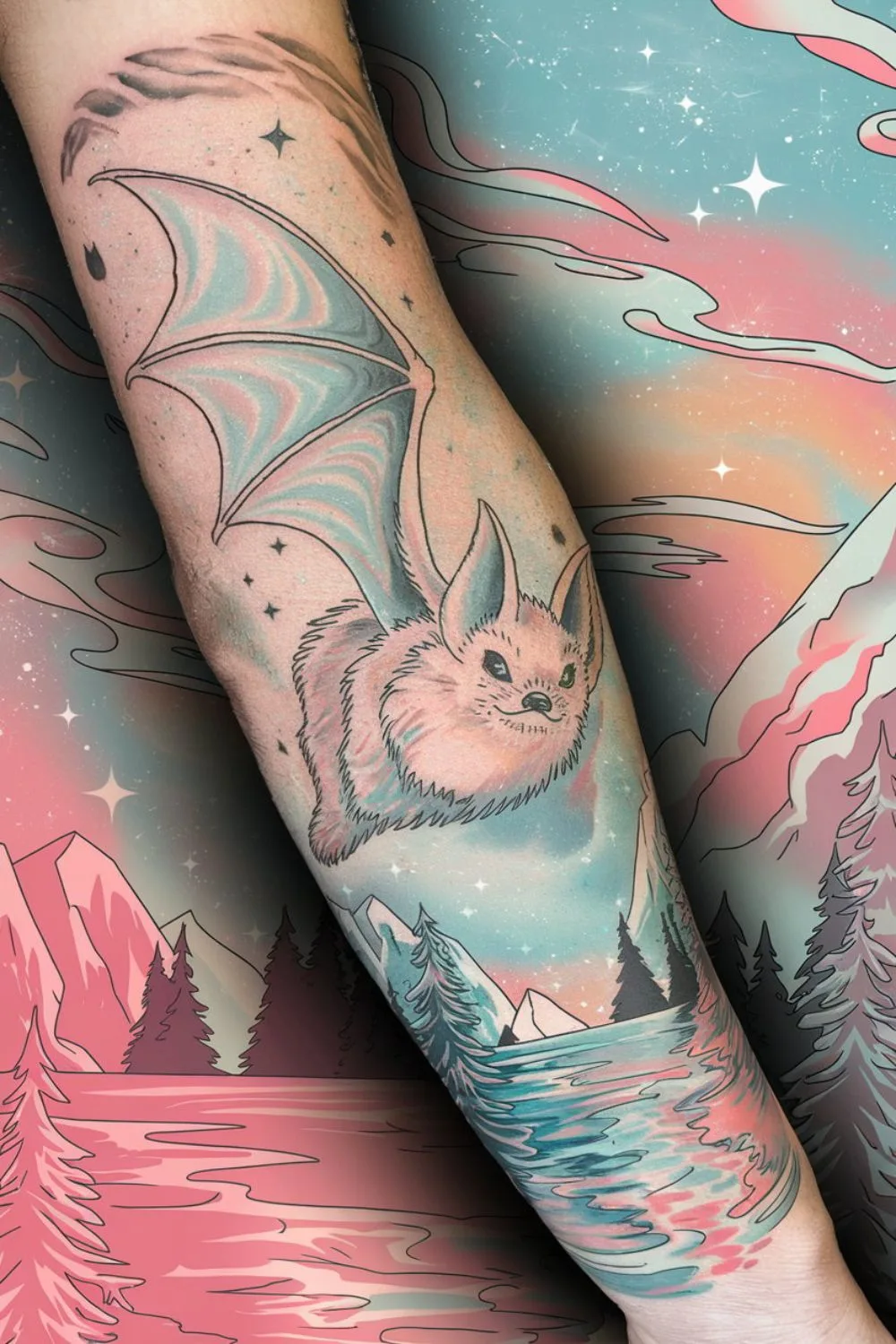 Pastel Goth Bat Tattoo 7