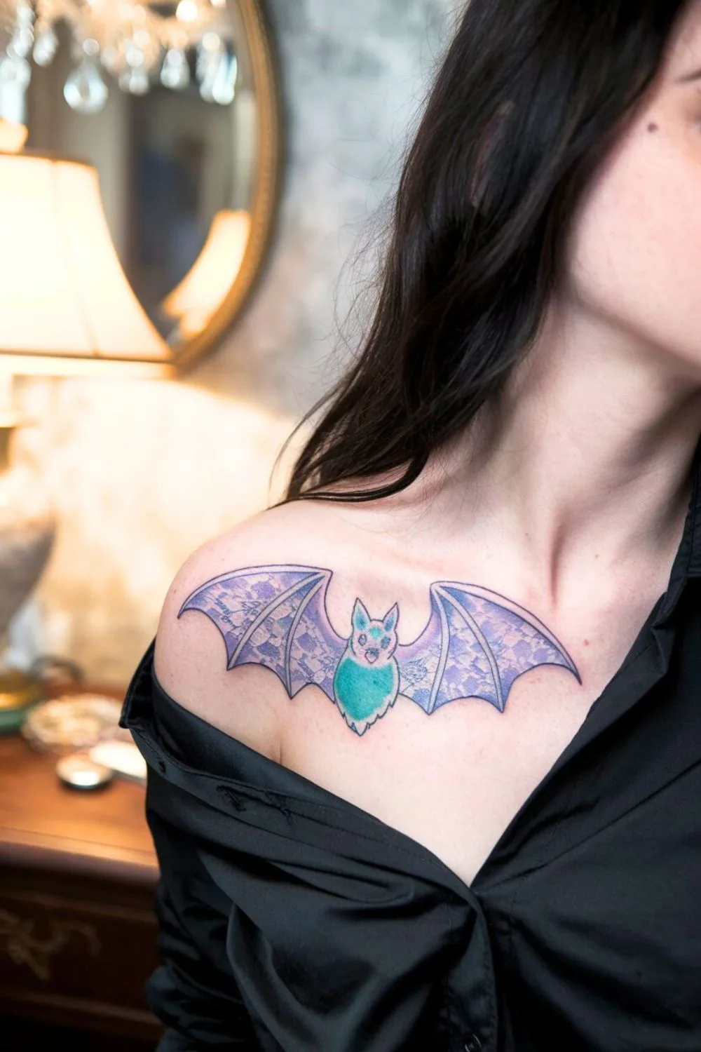 Pastel Goth Bat Tattoo 9